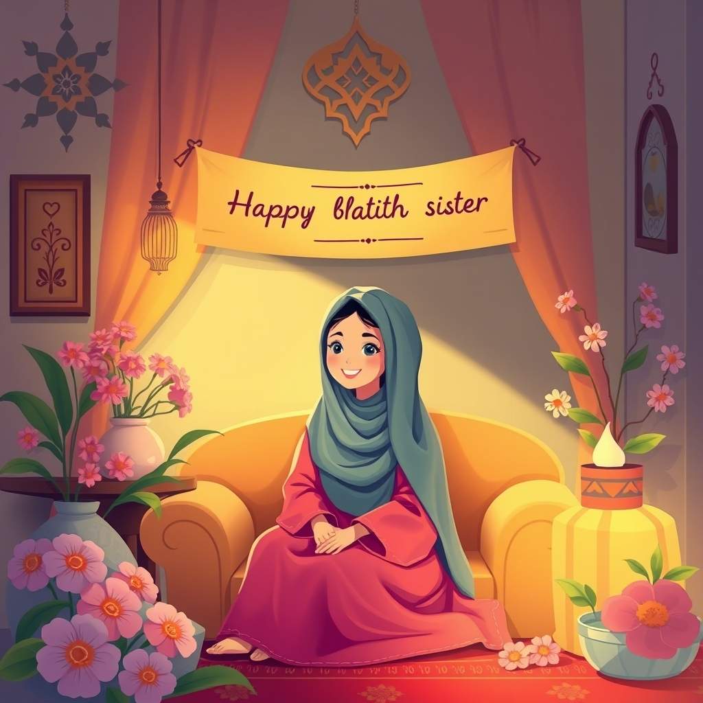 Sweet Islamic Birthday Wishes for Sister with Blessings and Smiles
